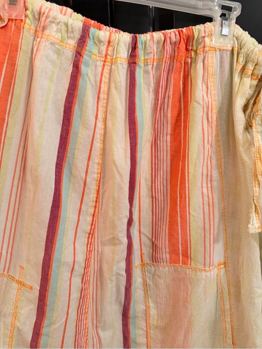 Lightweight Cream and Coral Striped Women's Boho pants - Picture 9 of 9